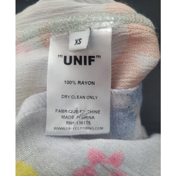 NWT UNIF Dew Flower Print Babydoll Mini Dress Sz XS Blue Mod Retro 70s Cottage - Picture 6 of 9